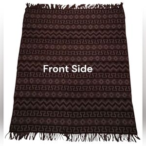 Alpaca Geometric Patterned Fringe Blanket Peruvian Inca